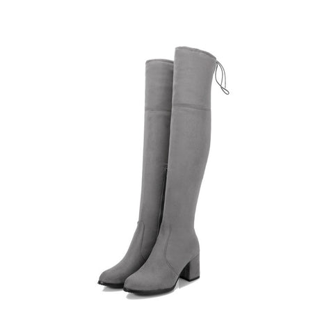 Winter Warm High-heeled Thick-heeled Over-the-knee Women's Boots - Dazpy