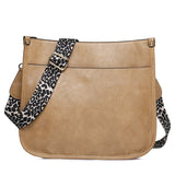 PU Leather Casual Shoulder Messenger Bag Leopard Print Shoulder Strap Tote Bag Large Capacity Minimalist Design - Dazpy